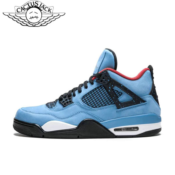 Nike Travis Scott Cactus Jack x Air Jordan 4 中幫耐磨 復古籃球鞋 冰藍