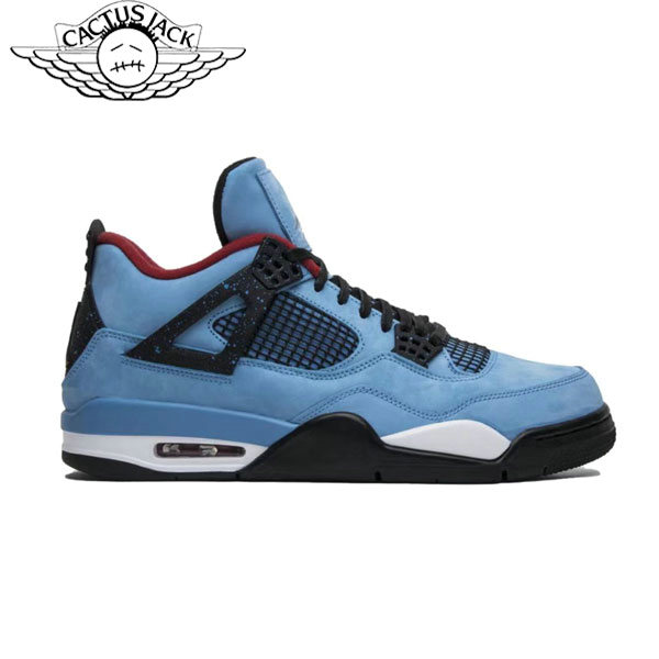 Nike Travis Scott Cactus Jack x Air Jordan 4 中幫耐磨 復古籃球鞋 冰藍