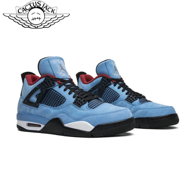 Nike Travis Scott Cactus Jack x Air Jordan 4 中幫耐磨 復古籃球鞋 冰藍