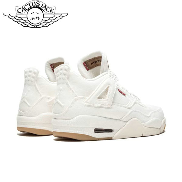 Nike Travis Scott x Air Jordan 4 Retro Levis White聯名款 中幫復古籃球鞋 GS 白色