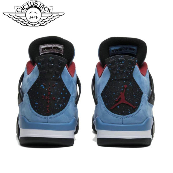 Nike Travis Scott Cactus Jack x Air Jordan 4 中幫耐磨 復古籃球鞋 冰藍