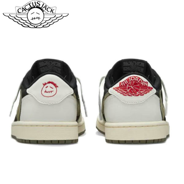 Travis Scott x Air Jordan 1 Low “Medium Olive”皮革 聯名款 倒鈎5.0復古籃球鞋 黑緑橄欖