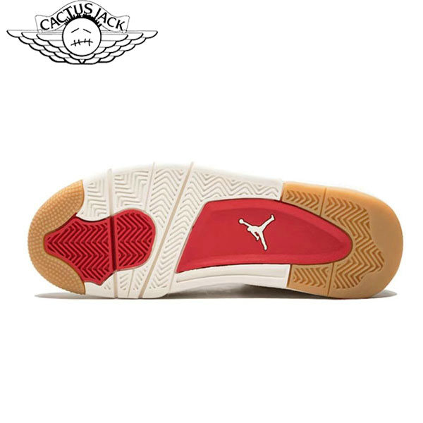 Nike Travis Scott x Air Jordan 4 Retro Levis White聯名款 中幫復古籃球鞋 GS 白色