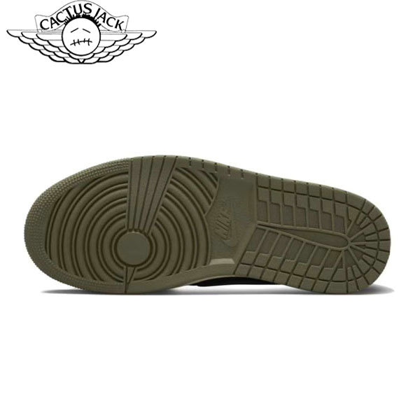 Travis Scott x Air Jordan 1 Low “Medium Olive”皮革 聯名款 倒鈎5.0復古籃球鞋 黑緑橄欖