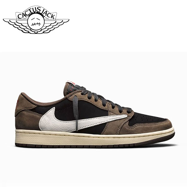 Air Jordan 1 Travis Scott OG TS SP聯名 倒鉤 耐磨防滑 復古低幫籃球鞋 棕黑