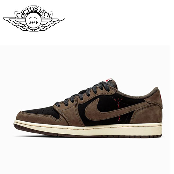 Air Jordan 1 Travis Scott OG TS SP聯名 倒鉤 耐磨防滑 復古低幫籃球鞋 棕黑