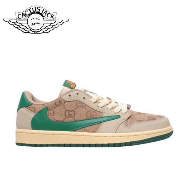 Travis Scott AJ1 OG SP 經典輕便舒適 倒鉤 低幫復古籃球鞋 棕綠