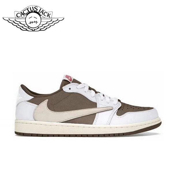 Travis Scott x Air Jordan 1 Low OG SP Sail and Ridgerock 經典倒鉤3.0 低幫復古籃球鞋 白棕