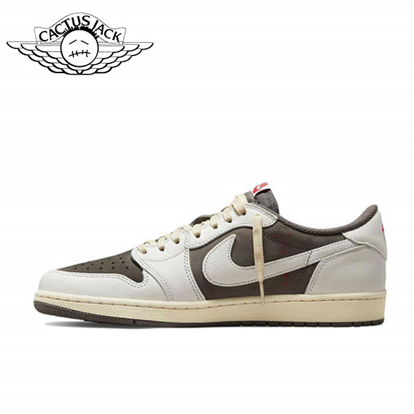 Travis Scott x Air Jordan 1 Low OG SP Sail and Ridgerock 經典倒鉤3.0 低幫復古籃球鞋 白棕