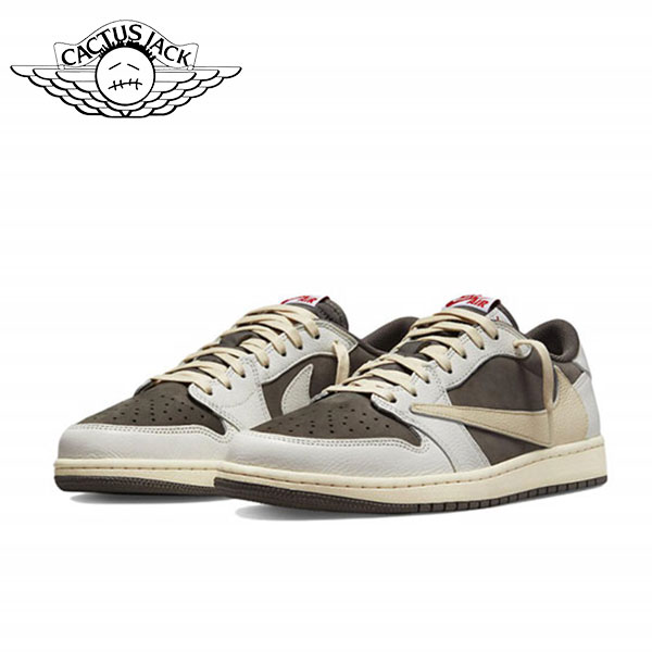 Travis Scott x Air Jordan 1 Low OG SP Sail and Ridgerock 經典倒鉤3.0 低幫復古籃球鞋 白棕