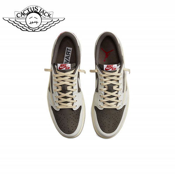 Travis Scott x Air Jordan 1 Low OG SP Sail and Ridgerock 經典倒鉤3.0 低幫復古籃球鞋 白棕