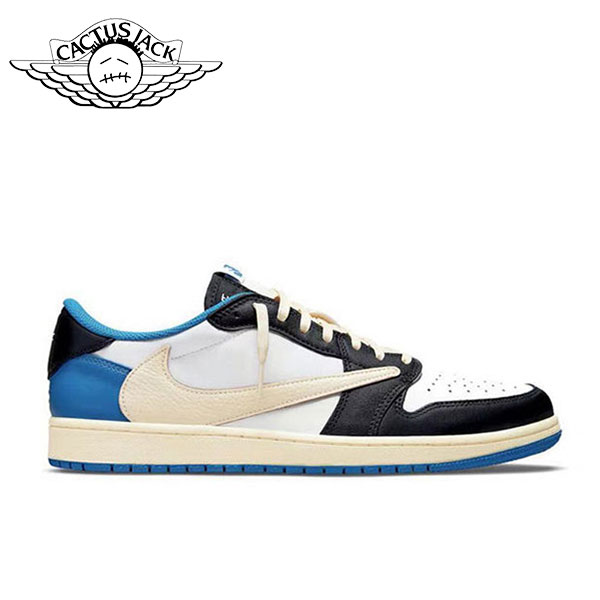 Travis Scott AJ1藤原浩 OG SP 倒鉤2.0 三方聯名 閃電低幫籃球鞋 白藍黑