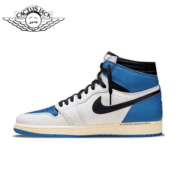 Travis Scott x Fragment x AJ1 OG SP Military Blue 閃電倒鉤三方聯名 高幫籃球鞋 白藍黑