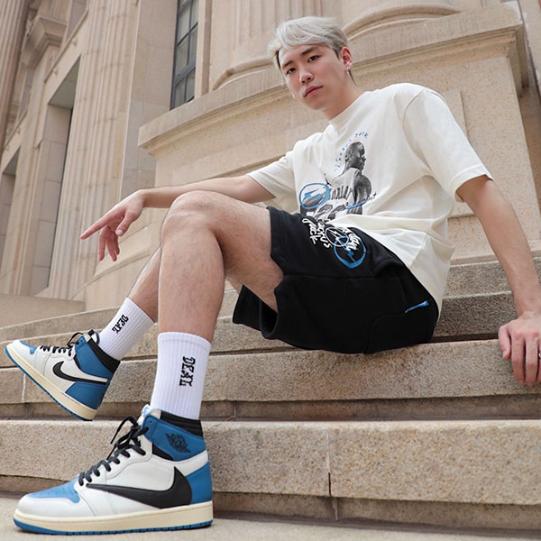 Travis Scott x Fragment x AJ1 OG SP Military Blue 閃電倒鉤三方聯名 高幫籃球鞋 白藍黑