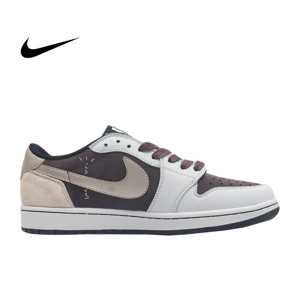 Travis Scott x Nike Air Jordan 1 Low 復古中幫運動籃球鞋 TS聯名LV倒鈎 白紫