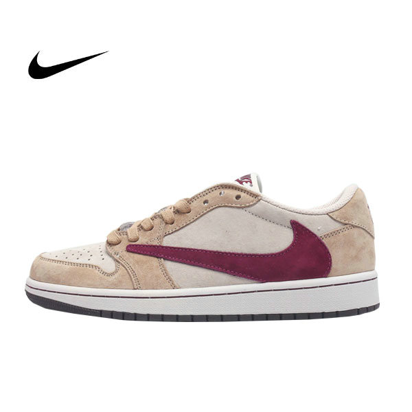 Travis Scott x Nike Air Jordan 1 Low AJ 低幫復古籃球鞋 TS聯名LV倒鈎 棕白酒紅