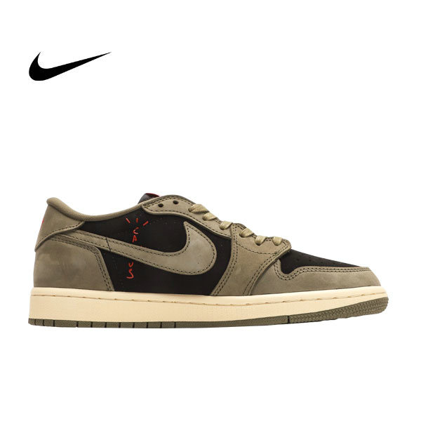 Travis Scott x Nike Air Jordan 1 Low 防滑耐磨 中幫籃球鞋 TS聯名LV倒鈎 棕黑