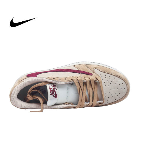 Travis Scott x Nike Air Jordan 1 Low AJ 低幫復古籃球鞋 TS聯名LV倒鈎 棕白酒紅