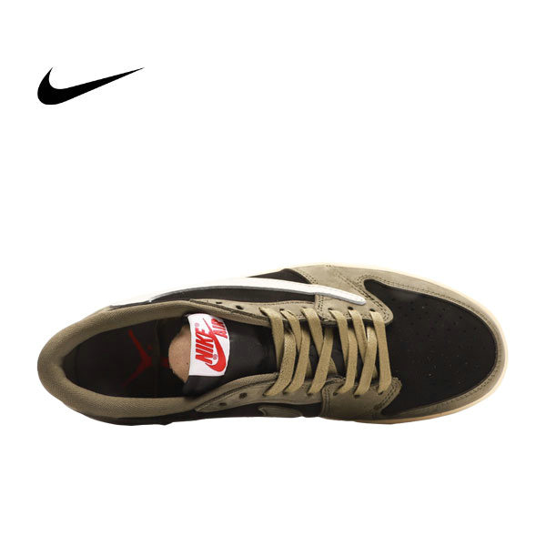 Travis Scott x Nike Air Jordan 1 Low 防滑耐磨 中幫籃球鞋 TS聯名LV倒鈎 棕黑