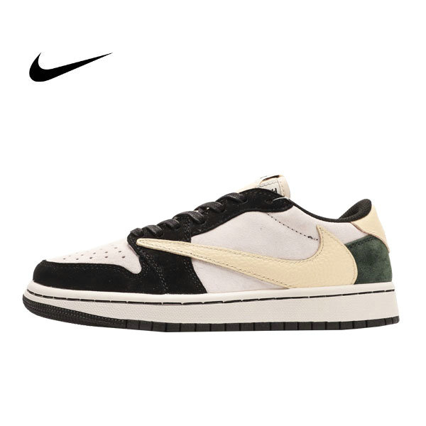 Travis Scott x Nike Air Jordan 1 Low 運動籃球鞋 TS聯名LV倒鈎 黑白緑