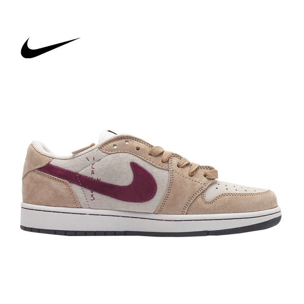 Travis Scott x Nike Air Jordan 1 Low AJ 低幫復古籃球鞋 TS聯名LV倒鈎 棕白酒紅