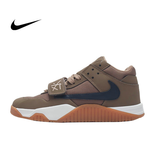 Nike Travis Scott x Jordan Brand 聯名款 倒鈎 圓頭舒適百搭 低幫籃球鞋 棕色