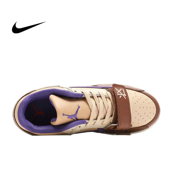 Nike Travis Scott x Jordan Brand聯名 倒鈎 低幫休閑板鞋 棕紫