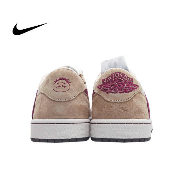 Travis Scott x Nike Air Jordan 1 Low AJ 低幫復古籃球鞋 TS聯名LV倒鈎 棕白酒紅