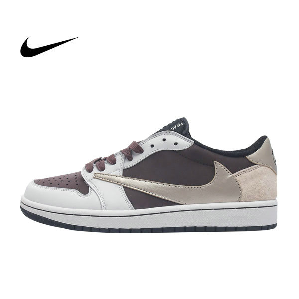 Travis Scott x Nike Air Jordan 1 Low 復古中幫運動籃球鞋 TS聯名LV倒鈎 白紫