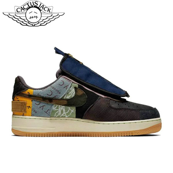 Nike Travis Scott x Air Force 1 Low Cactus Jack TS聯名款 拼接低幫休閑板鞋 黃黑