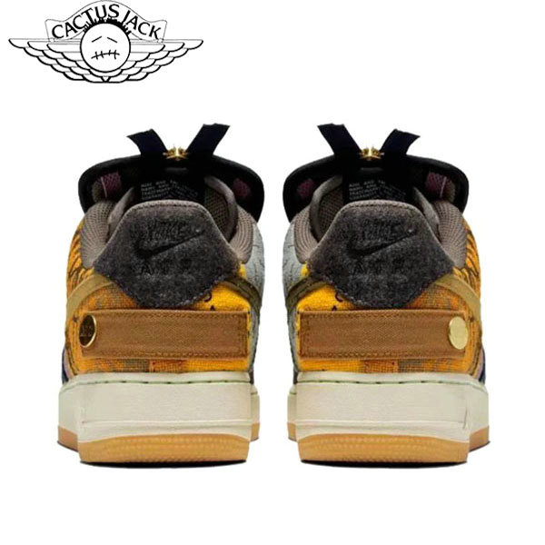 Nike Travis Scott x Air Force 1 Low Cactus Jack TS聯名款 拼接低幫休閑板鞋 黃黑